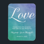 Watercolor Wedding Favour Magnet<br><div class="desc">This gorgeous wedding favour features a beautiful ombre watercolor background and the word "Love" written in an elegant script calligraphy font.</div>