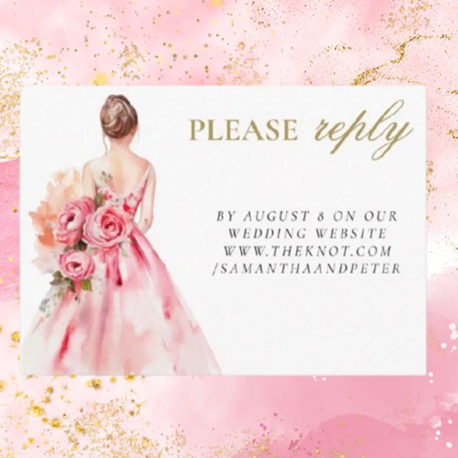 Watercolor Wedding Gown Bridal Shower reply Enclosure Card (Celebrate love with our Watercolor Wedding Gown enclosure card by Brett Designs.)