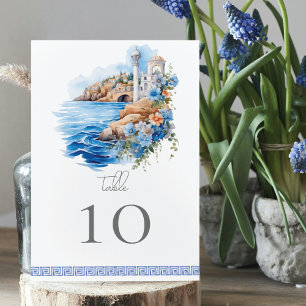 Watercolor Wedding Greece Table Number