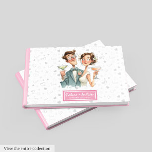 Watercolor Wedding Guest Book Humour Quirky Couple