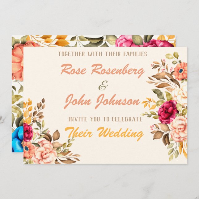 Watercolor Wedding Invitation (Front/Back)
