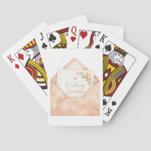 Watercolor Wedding Invitation in Blush Envelope Playing Cards