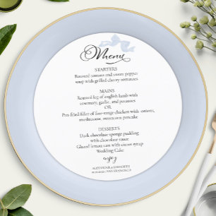 Watercolor Wedding Menus Blue Bow Calligraphy