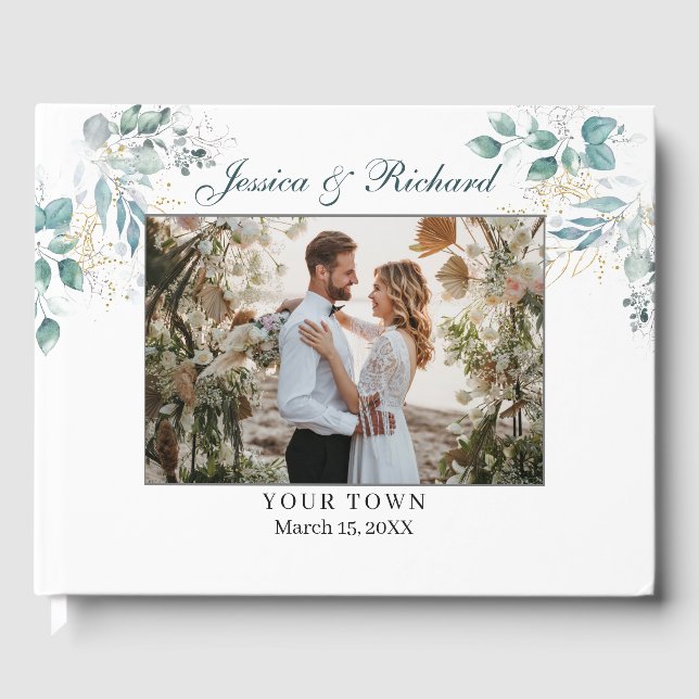 Watercolor Wedding PHOTO Guest Book (Front)