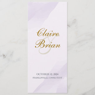 Watercolor Wedding Program, Lavender Flat Program