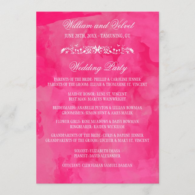 Watercolor Wedding Programs (Front)