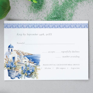Watercolor Wedding Santorini RSVP Card