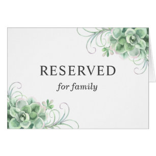 Watercolor wedding succulent. Cactus reserved sign