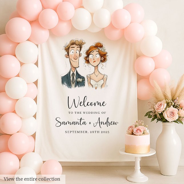 Watercolor Wedding Tapestry Bride and Groom Quirky (Watercolor Wedding Tapestry Bride and Groom Quirky)
