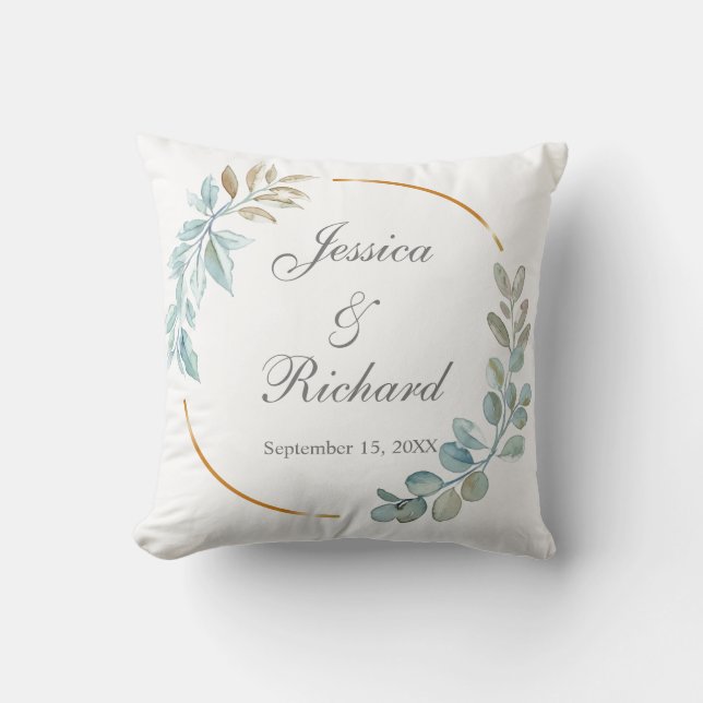 Watercolor Wedding  throw pillow (Front)