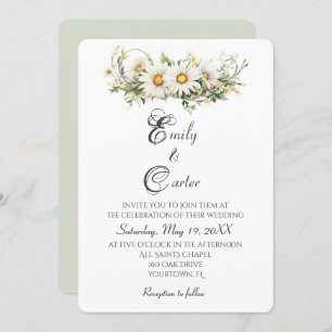 Watercolor Wedding White Daisies Invitation