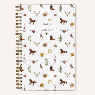 Watercolor Western Cowgirl Notes Personalised Notebook