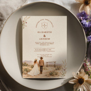Watercolor Western Desert Ranch Wedding Invitation