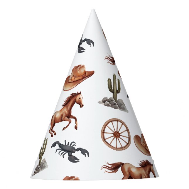 Watercolor Western Kid Art Party Hat (Front)