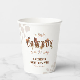 Watercolor Western Little Cowboy Baby Boy Shower Paper Cups