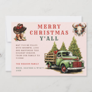 Watercolor Western Xmas Cowboy Christmas Card