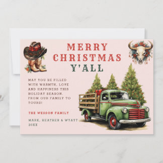 Watercolor Western Xmas Cowboy Christmas Card