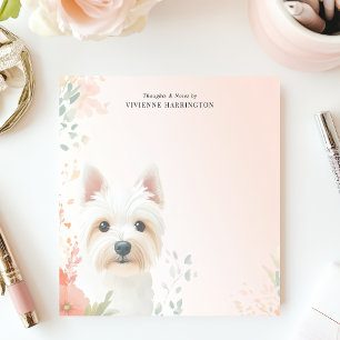 Watercolor Westie Floral Personalised Notepad