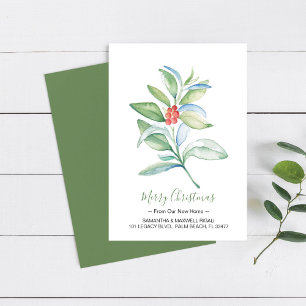 Watercolor We've Moved Christmas Card