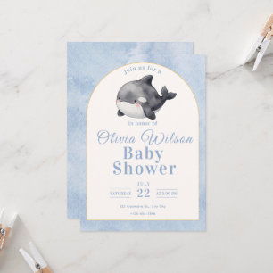 Watercolor Whale Baby Shower Invitation
