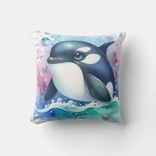 Watercolor Whale Cushion