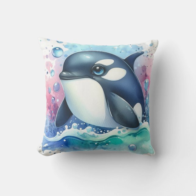 Watercolor Whale Cushion (Front)