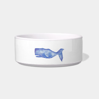 Watercolor whale dog bowl