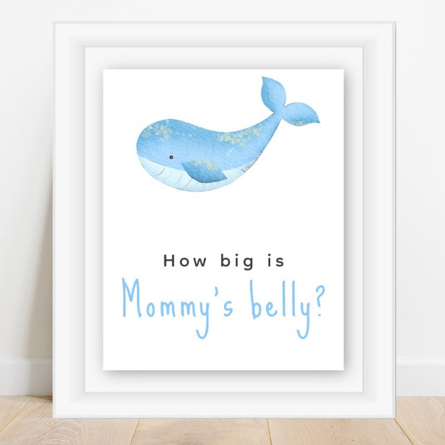 Watercolor whale - How big is Mummy's belly Poster (Creator Uploaded)