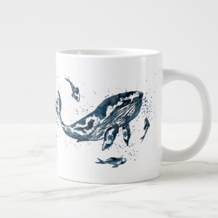 Watercolor Whale in Blue Jumbo Mug