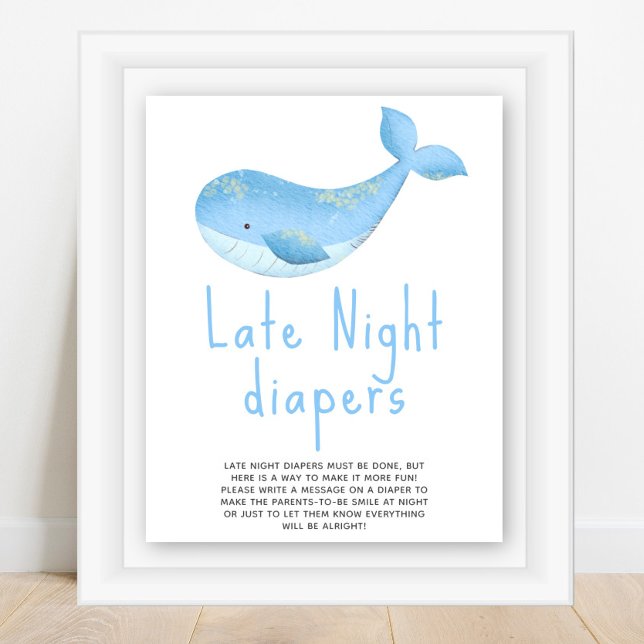 Watercolor whale - Late Night diapers Poster (Creator Uploaded)