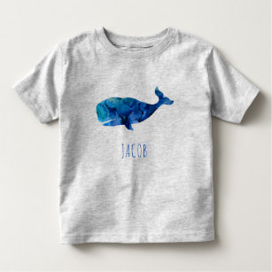 Watercolor Whale Marine Kids Personalised Toddler T-Shirt