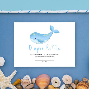 Watercolor whale nautical theme - diaper raffle enclosure card