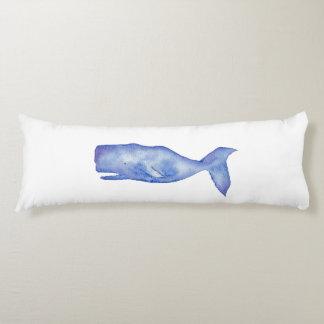 Watercolor whale pillow