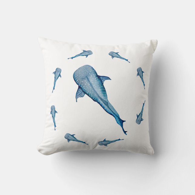 Watercolor whale shark cushion (Front)