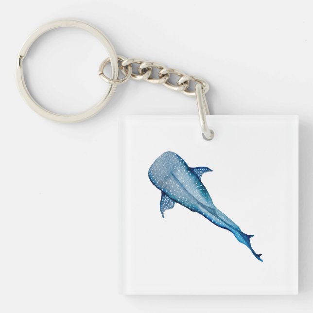 Watercolor whale shark key ring (Front)