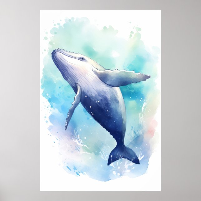Watercolor Whale Sketch.   Poster (Front)