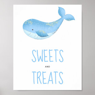 Watercolor whale - sweets and treats banner poster