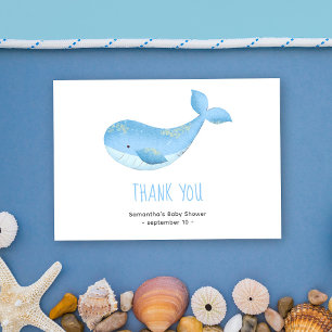 Watercolor whale - thank you baby shower