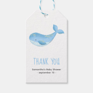 Watercolor whale - thank you baby shower gift tags