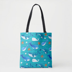 Watercolor Whale Tote Bag