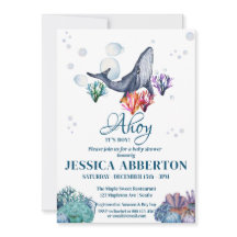 Watercolor Whale Under the Sea Baby Shower