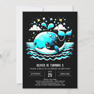 Watercolor Whale Under the Sea Birthday Invitation