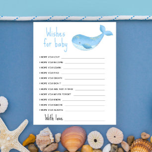 Watercolor whale - Wishes for baby