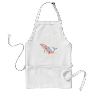 Watercolor Whale with Bubbles Standard Apron