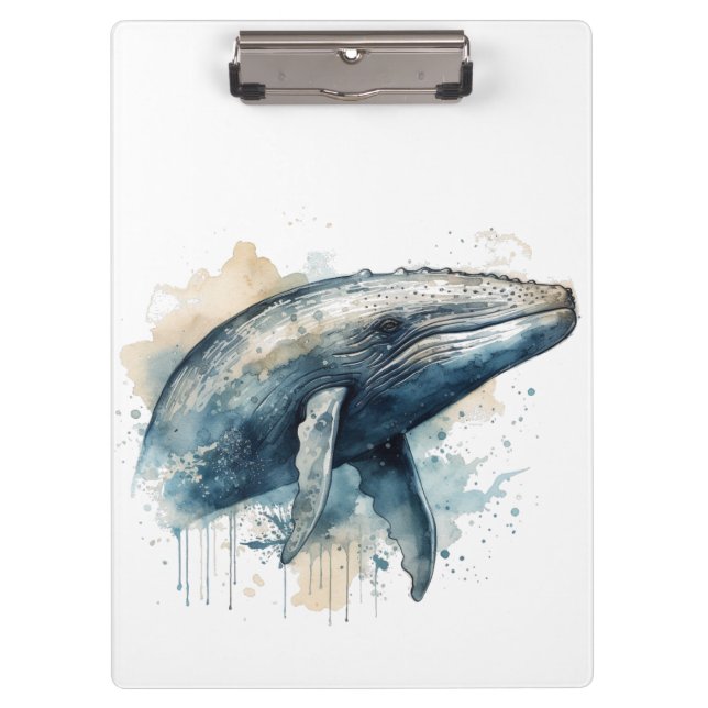 Watercolor Whale Wonder Clipboard (Front)