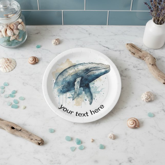 Watercolor Whale Wonder, custom Paper Plate (Creator Uploaded)