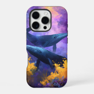 Watercolor Whales Abstract Ocean Garden iPhone 16 Pro Case