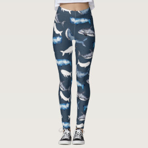 Watercolor Whales Leggings