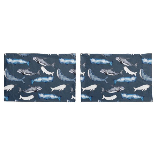 Watercolor Whales Pillowcase (Back-Set)