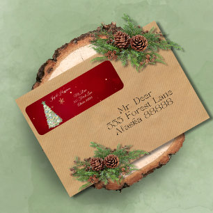 Watercolor Whimscial Christmas Tree Return Address Label